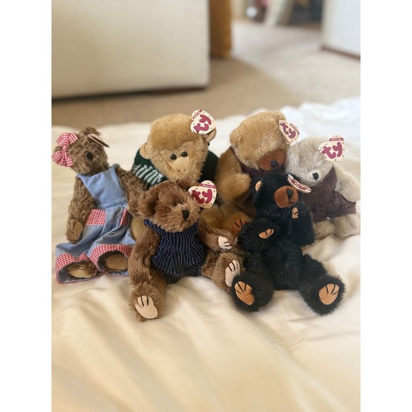Ty Other - Vtg Ty Attic Treasures Plush Lot of 6 Bears Monkey Clothed Outfits 1993 1996 Tag